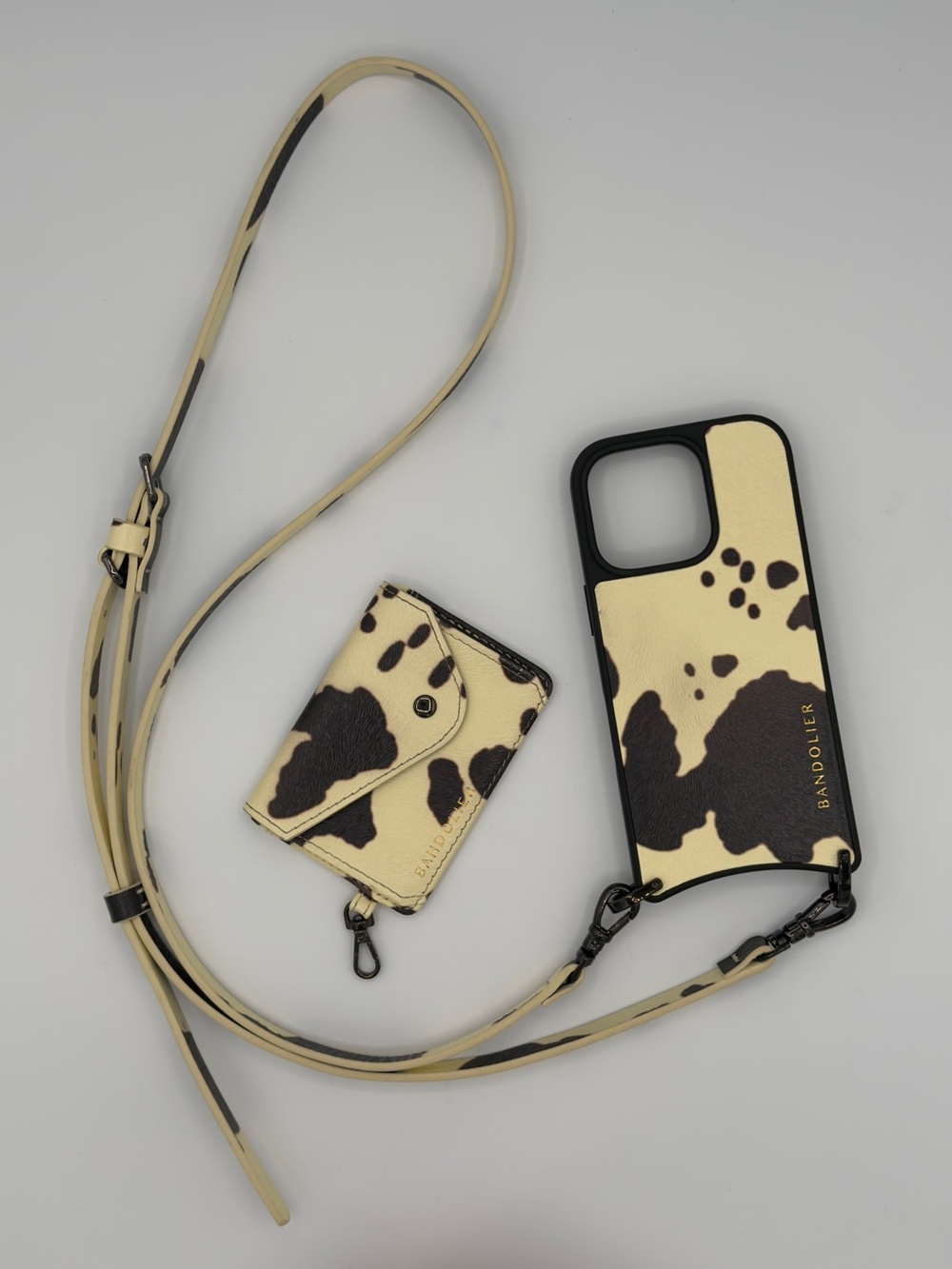 Bandolier iPhone 16 Pro Case with Remi Magnet Wallet in Spotted Hide/Pewter